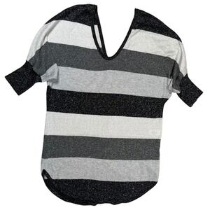 Express Women's Striped Metallic Sweater Sz‎ Small Button Details Dolman Sleeves
